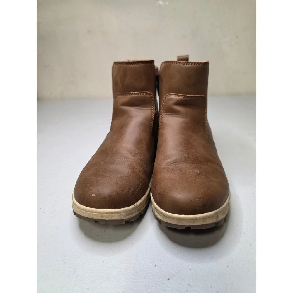 Khombu Dusk Womens Brown Faux Fur Lined Ankle Boots Size 8M